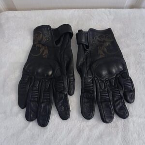 Highway 21 Black Ivy Knuckle Guard Leather Gloves Ladies Biker Chick Riding Gear